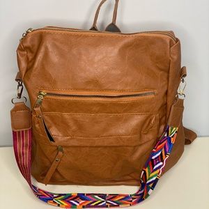 Leza brown washed convertible backpack